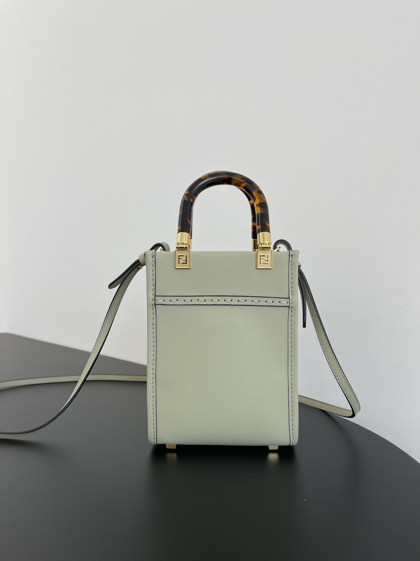 Fendi Mini Sunshine Shopper Light Grey Leather Bag